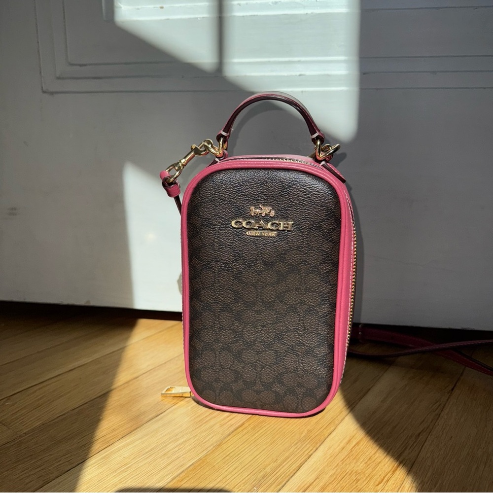 Authentic Coach Signature Eva Phone Crossbody Bag Pink Y2K 90s